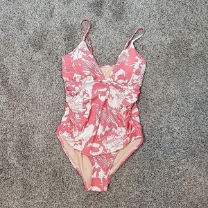Le Weekend by Virginia Johnson One Piece Pink & White Swimsuit Swimsuit
